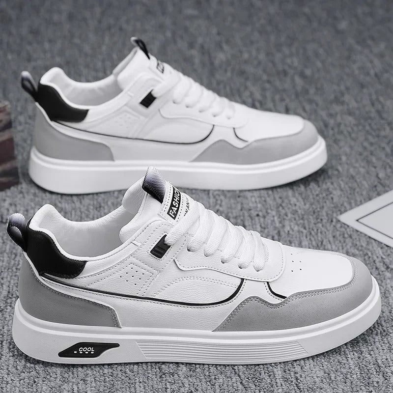 Lucas™ Herrenschuhe aus weißem, rutschfestem Leder mit Schriftzug