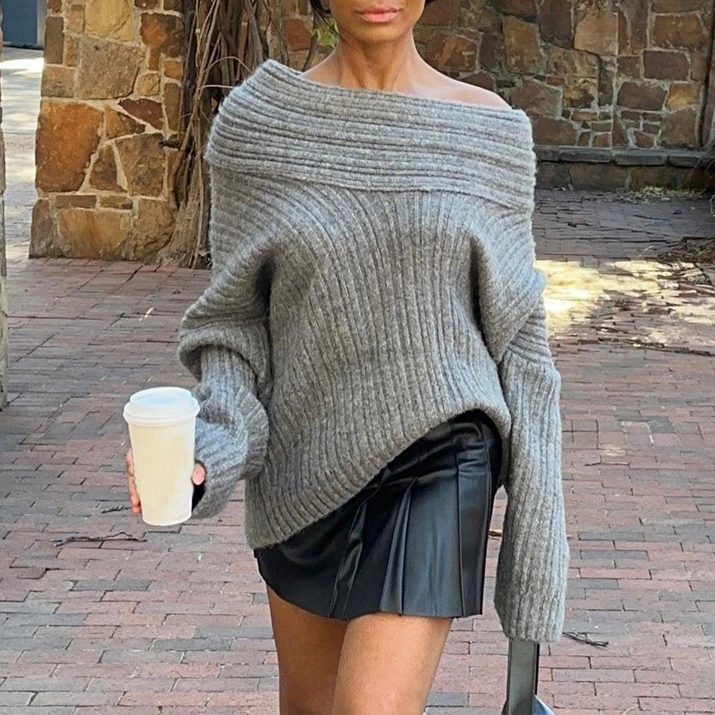 Caroline™ - Loose Knit Boat Neck Sweater