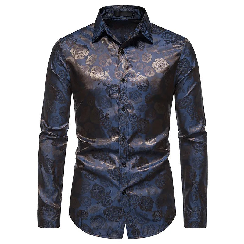 Liam™ - slim fit herreskjorte med grønt print og revers