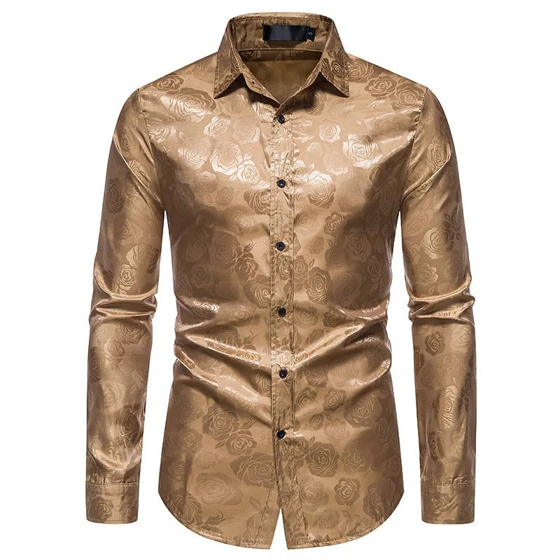 Liam™ - slim fit herreskjorte med grønt print og revers