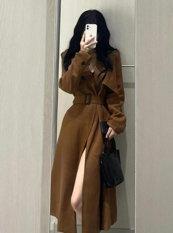 Elina™ - Lange Jacke aus Wildleder