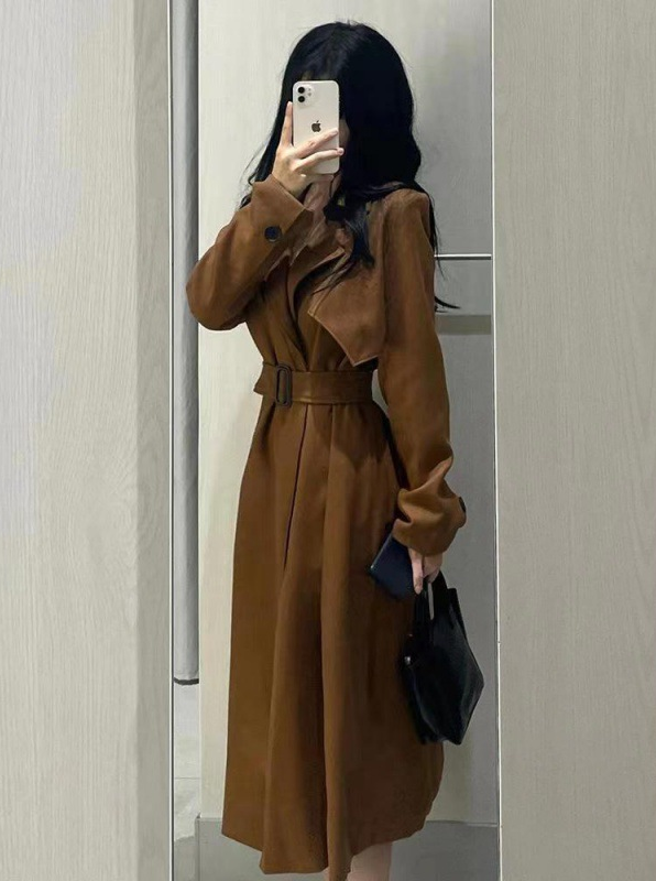 Elina™ - Lange Jacke aus Wildleder