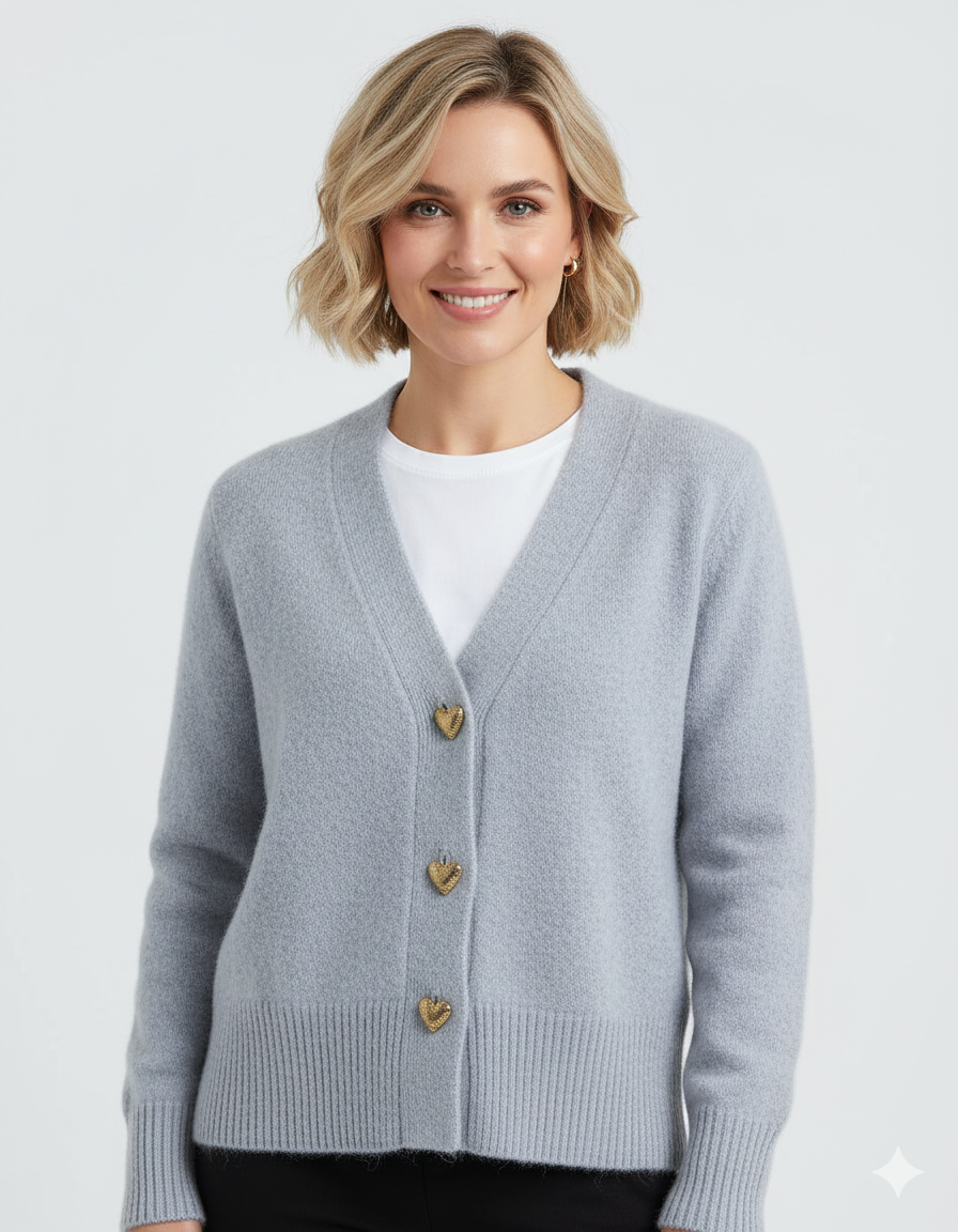 Olga™ | Cardigan with heart buttons
