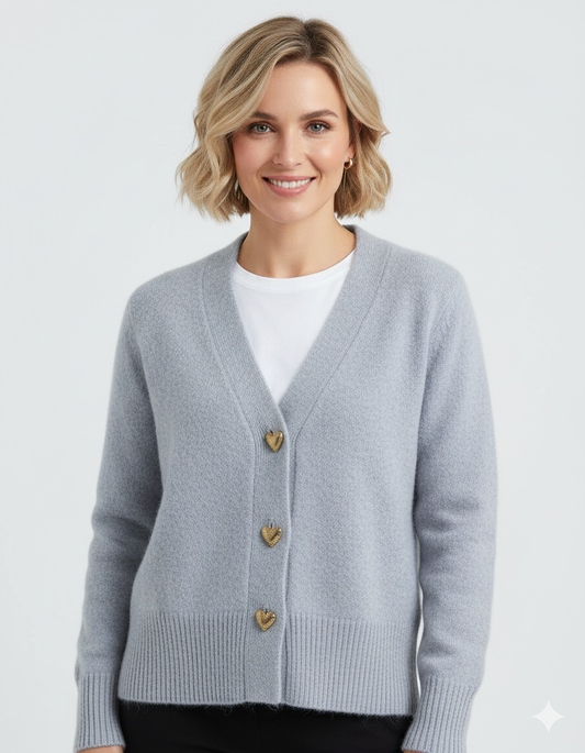 Olga™ | Cardigan with heart buttons