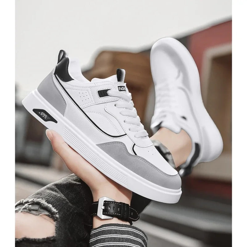 Lucas™ Herrenschuhe aus weißem, rutschfestem Leder mit Schriftzug