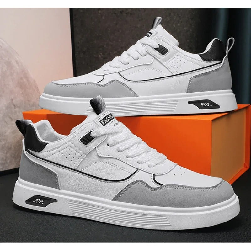 Lucas™ Herrenschuhe aus weißem, rutschfestem Leder mit Schriftzug