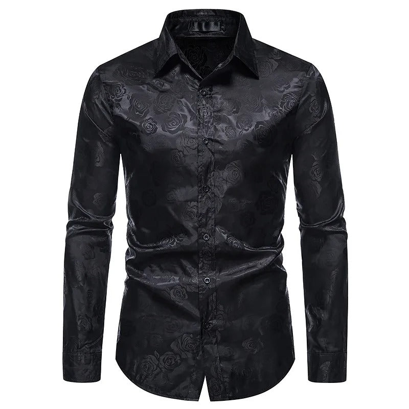Liam™ - slim fit herreskjorte med grønt print og revers