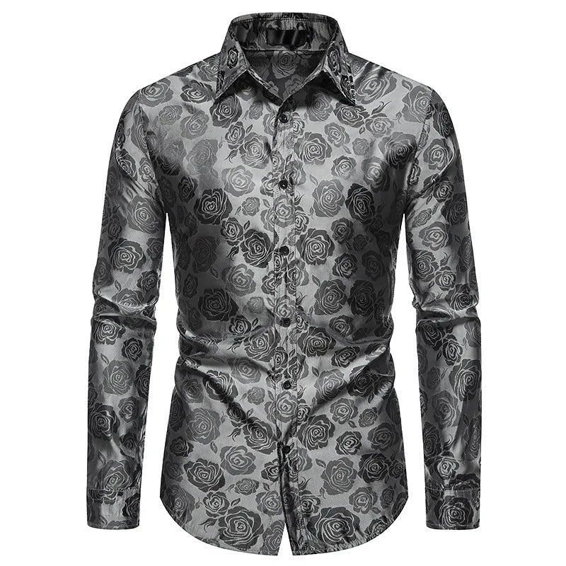 Liam™ - slim fit herreskjorte med grønt print og revers