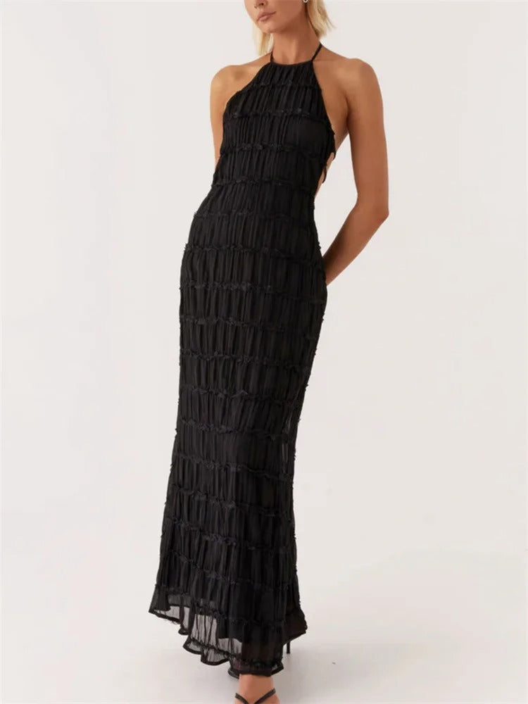 MONIQUE - Elegantes Halter-Maxikleid mit offenem Rücken