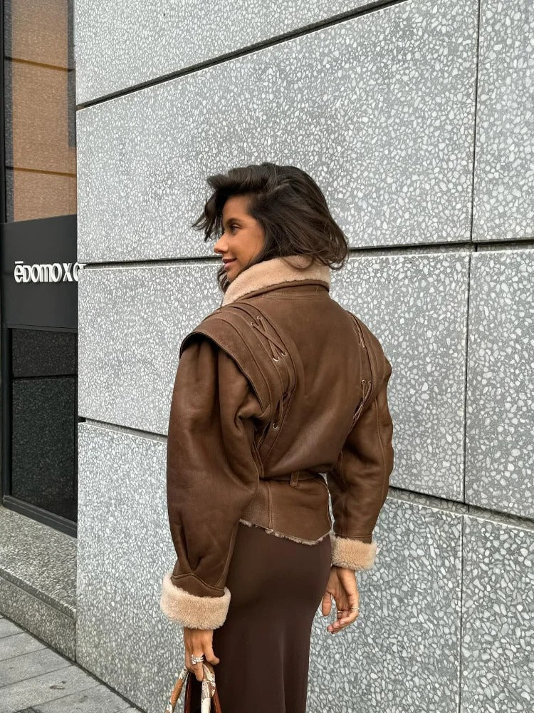 Nova™ - Pelzige Lederjacke