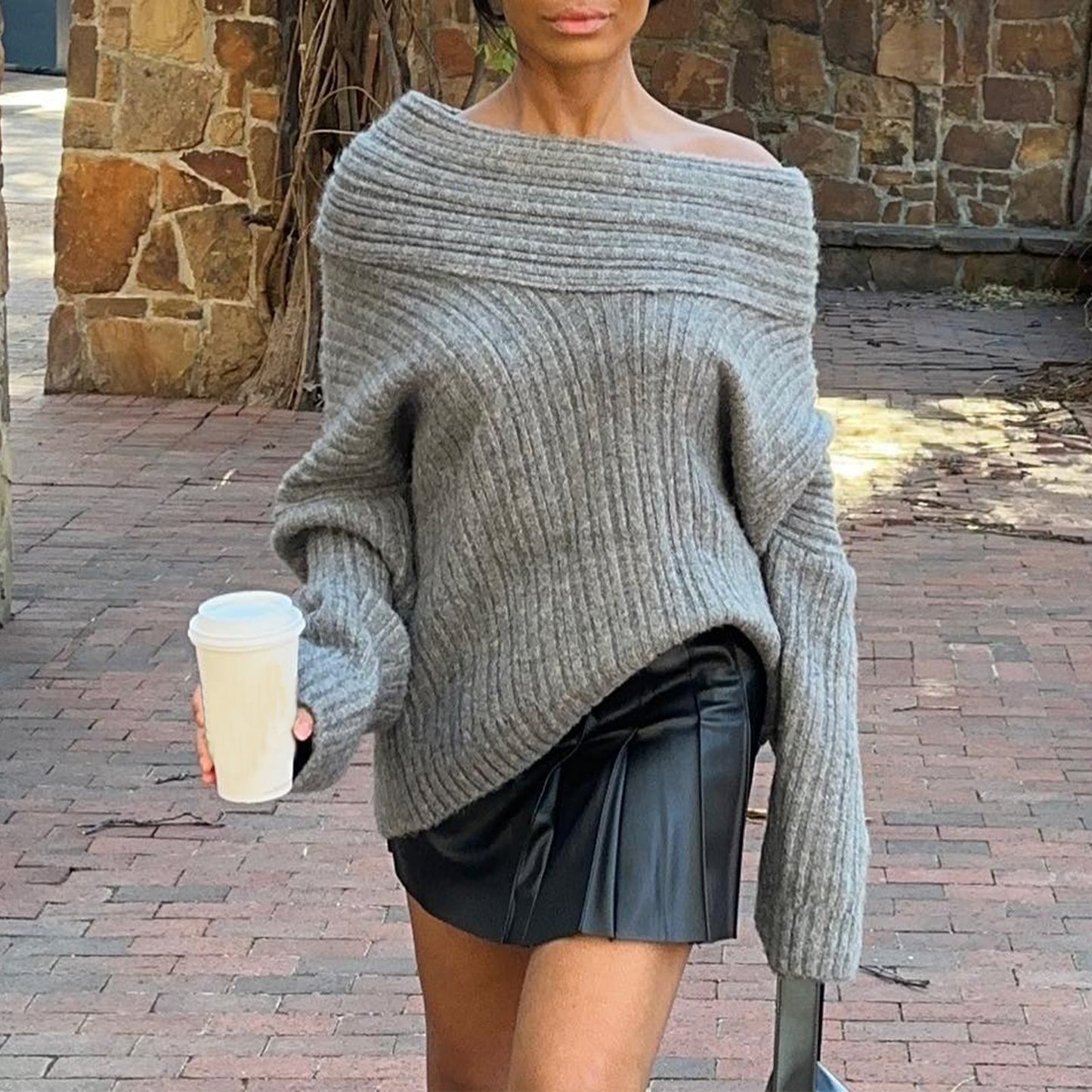 Caroline™ - Loose Knit Boat Neck Sweater