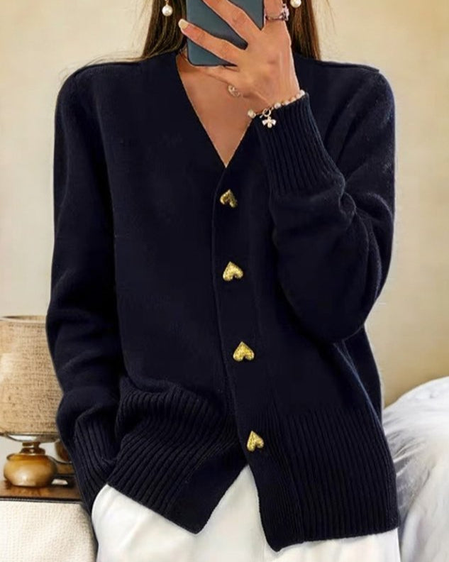 Olga™ | Cardigan with heart buttons