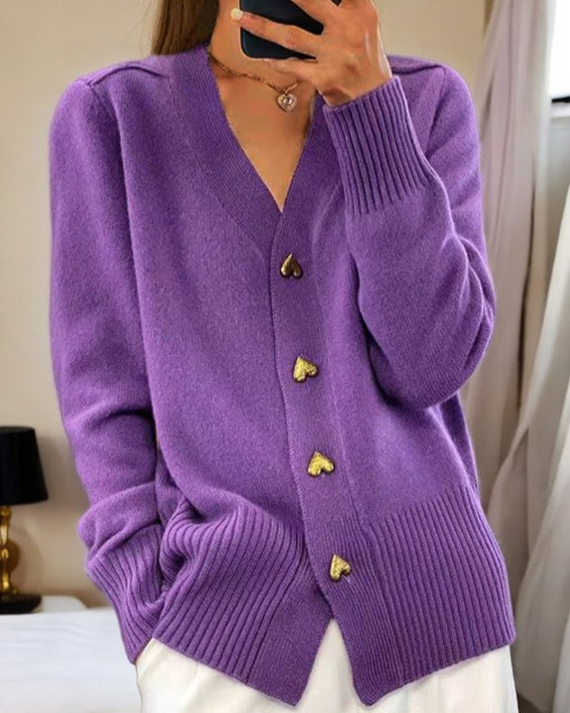 Olga™ | Cardigan with heart buttons