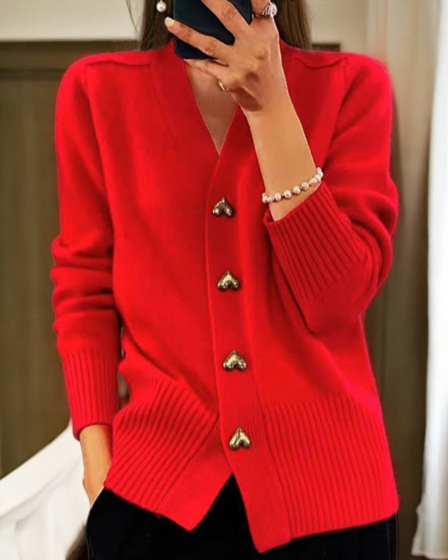 Olga™ | Cardigan with heart buttons