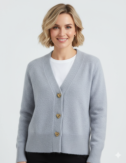 Olga™ | Cardigan with heart buttons