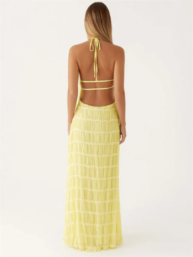 MONIQUE - Elegantes Halter-Maxikleid mit offenem Rücken