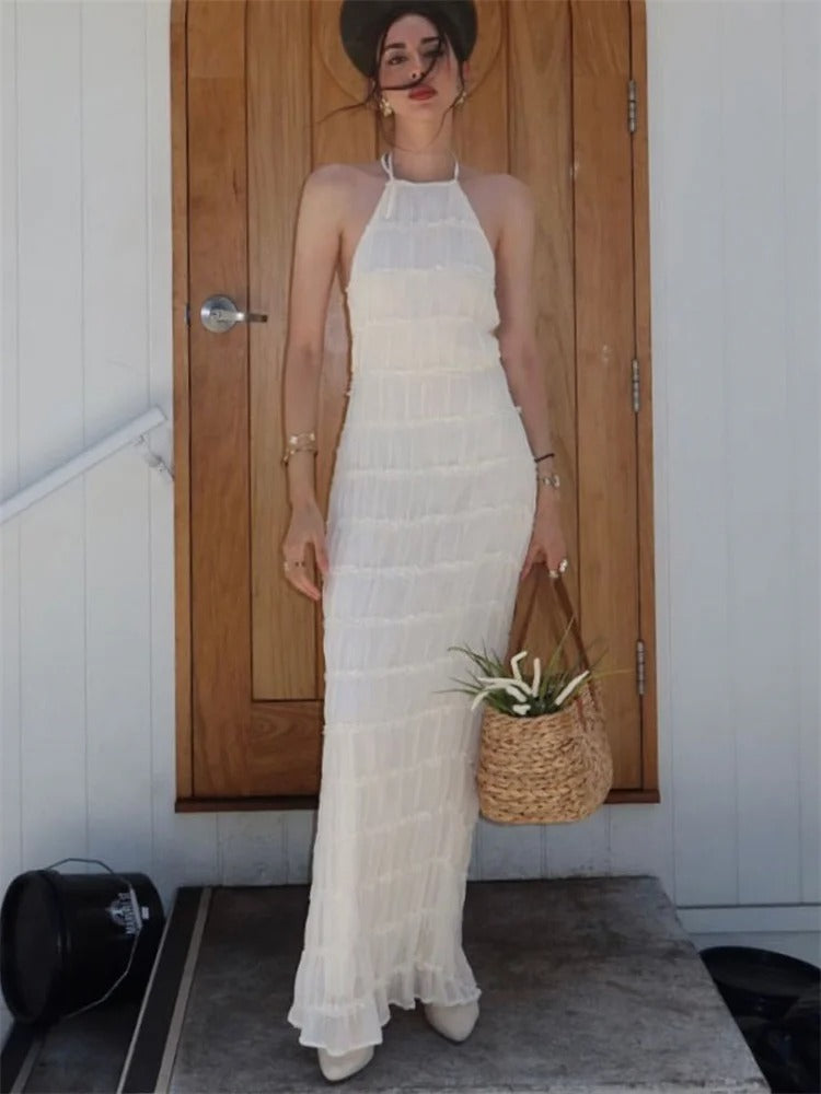 MONIQUE - Elegantes Halter-Maxikleid mit offenem Rücken